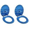 vidaXL Asientos de inodoro con tapa 2 uds MDF azul dise&ntilde;o gota de agua