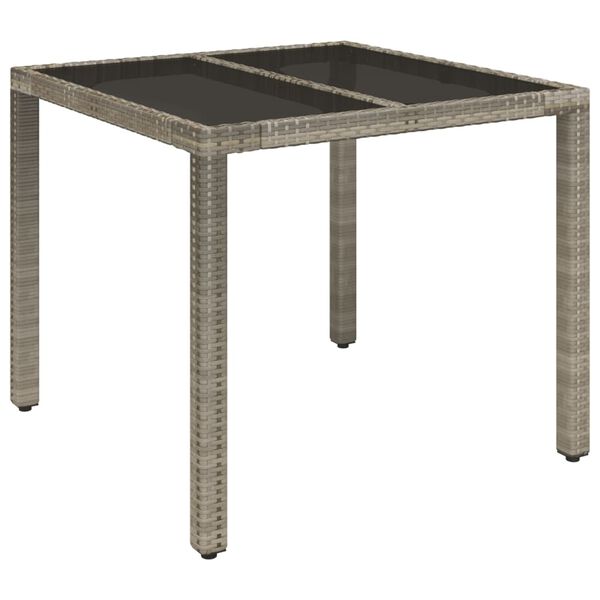 vidaXL Set comedor de jard&iacute;n 3 piezas con cojines rat&aacute;n sint&eacute;tico gris