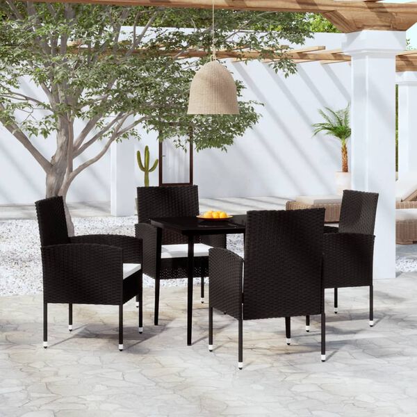 vidaXL Juego de comedor para jard&iacute;n 5 piezas negro