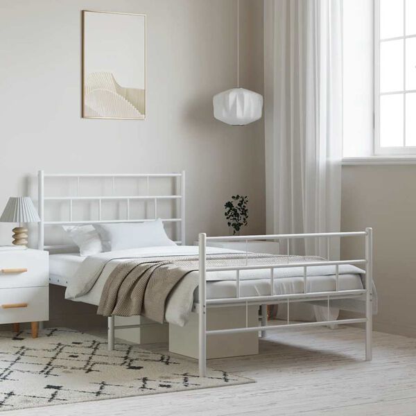 vidaXL Estructura cama sin colchón con estribo metal blanco 100x200 cm