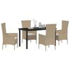 vidaXL Conjunto de Comedor de Jard&iacute;n 5 pcs Beige rat&aacute;n sint&eacute;tico