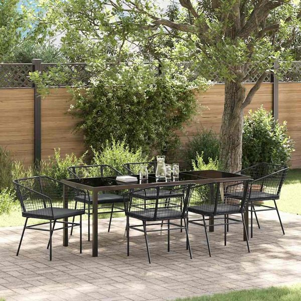 vidaXL Conjunto de Comedor de Jard&iacute;n 7 pcs Negro rat&aacute;n sint&eacute;tico