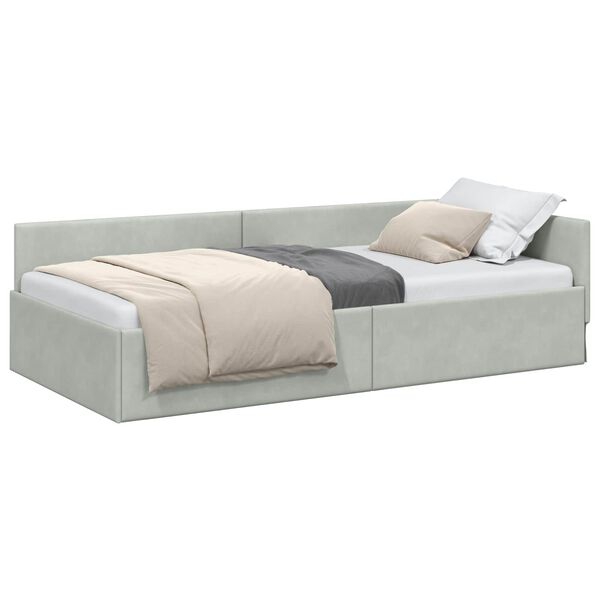 vidaXL Estructura de cama en esquina Gris Claro 90 cm x 190 cm