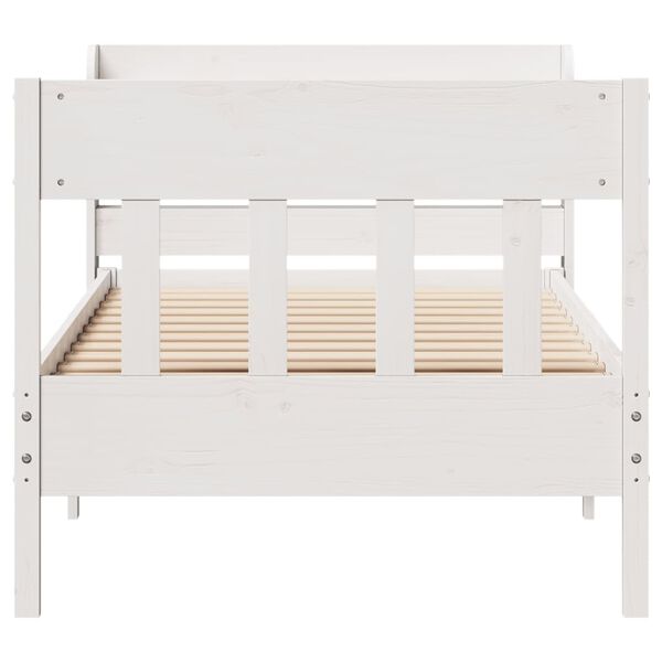 vidaXL Estructura de cama sin colch&oacute;n madera maciza blanca 90x190 cm