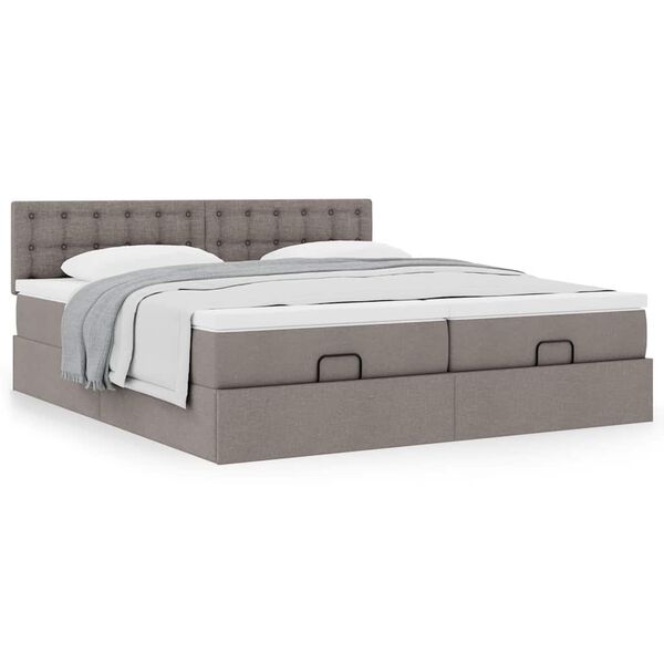 vidaXL Estructura de cama otomana colchones tela gris pardo 180x200 cm