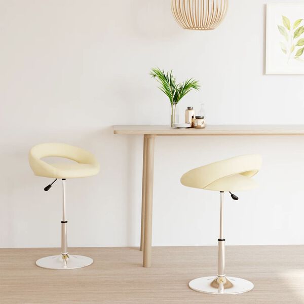 vidaXL Sillas de comedor giratorias 2 unidades cuero sint&eacute;tico crema