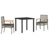 vidaXL Conjunto de Comedor de Jard&iacute;n 3 uds. Gris y Negro Rat&aacute;n
