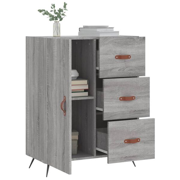 vidaXL Aparador de madera de ingenier&iacute;a gris Sonoma 69,5x34x90 cm