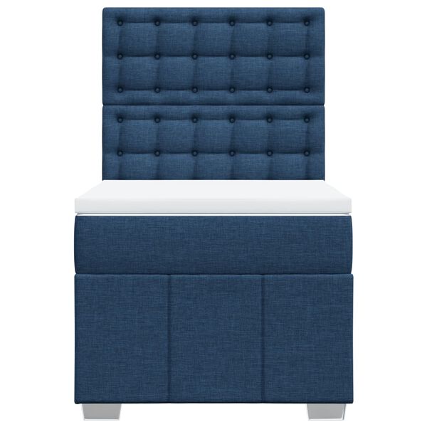 vidaXL Cama box spring con colch&oacute;n tela azul 90x190 cm