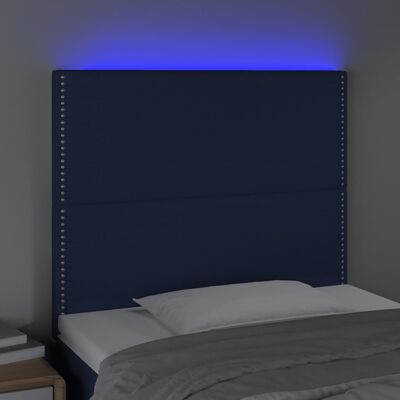 vidaXL Cabecero con luces LED tela azul 90x5x118/128 cm