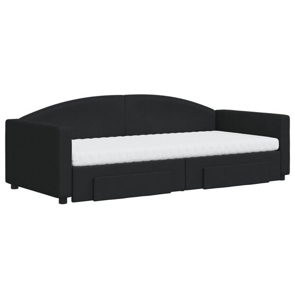 vidaXL Sof&aacute; cama nido con cajones tela negro 90x200 cm