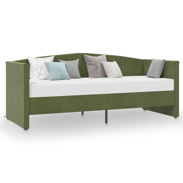vidaXL Sof&aacute; cama con colch&oacute;n USB terciopelo verde oscuro 90x200 cm