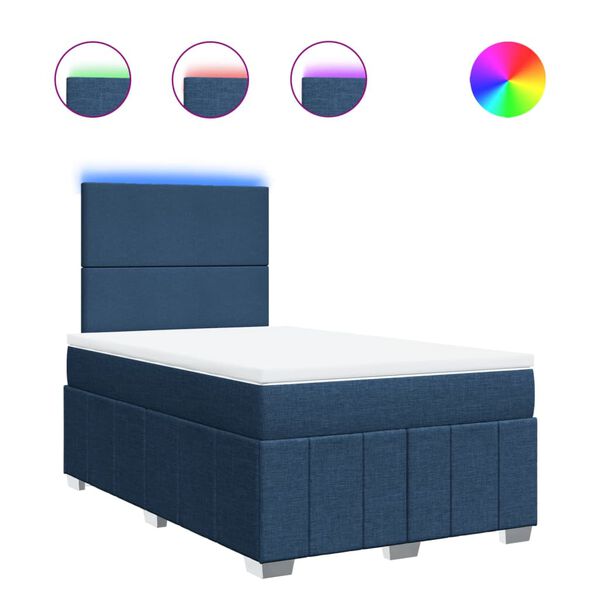 vidaXL Cama box spring con colch&oacute;n tela azul 120x190 cm