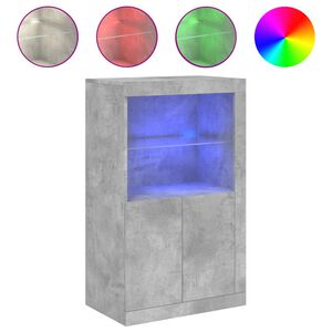 vidaXL Aparador con luces LED madera de ingenier&iacute;a gris hormig&oacute;n