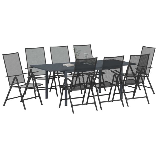vidaXL Conjunto de Comedor de Jard&iacute;n 9 pcs Antracita Acero