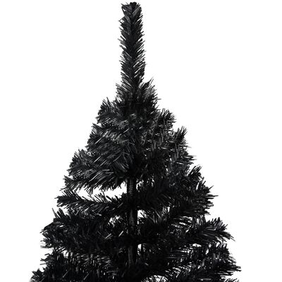 vidaXL Árbol de Navidad preiluminado con luces y soporte negro 210 cm