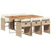 vidaXL Set comedor de jard&iacute;n 7 pzas con cojines rat&aacute;n sint&eacute;tico beige