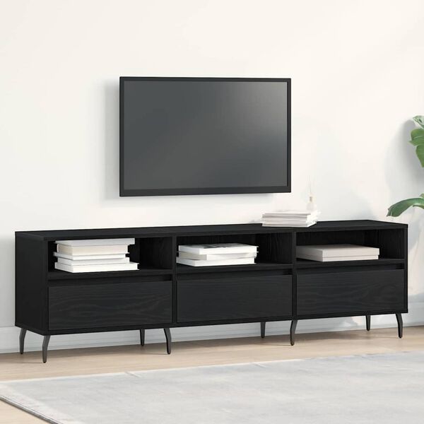 vidaXL Mueble de TV Roble Negro 150 x 30 x 44,5 cm