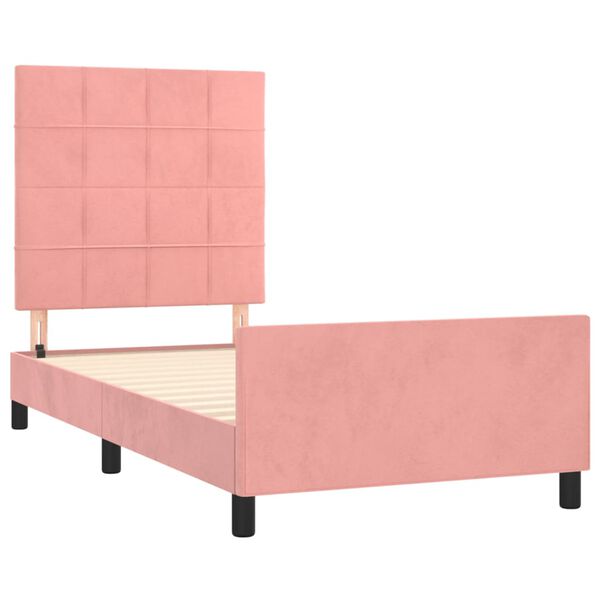 vidaXL Estructura de cama sin colch&oacute;n terciopelo rosa 90x190 cm