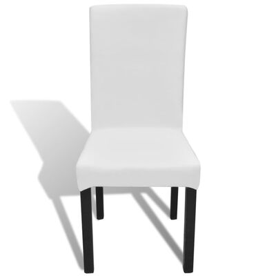 Funda para silla elástica recta 6 unidades blanca