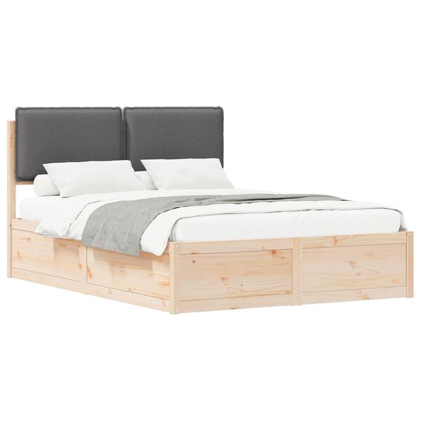 vidaXL Estructura de Cama con Cabecera Tapizada Gris oscuro