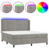 vidaXL Cama box spring colch&oacute;n y LED terciopelo gris claro 160x200 cm