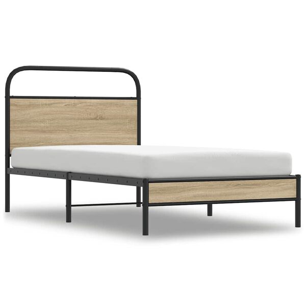 vidaXL Estructura de cama sin colch&oacute;n 100x200 cm madera roble ahumado