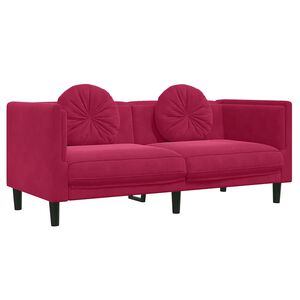 vidaXL Sof&aacute; de 2 plazas con cojines terciopelo rojo tinto