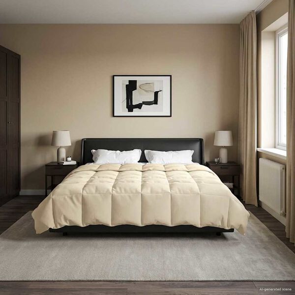 vidaXL Edred&oacute;n de Todo el A&ntilde;o Acolchado Crema 220 x 260 cm Microfibra