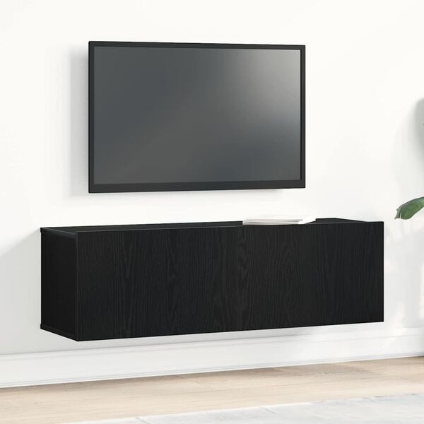 vidaXL Gabinete de TV Montaje en la pared Roble Negro 100 x 30 x 30 cm