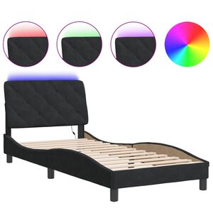 vidaXL Estructura de cama con LED sin colch&oacute;n terciopelo negro 80x200 cm