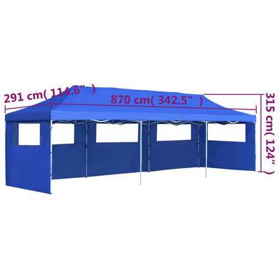 vidaXL Carpa plegable Pop-up con 5 paredes laterales 3x9 m azul