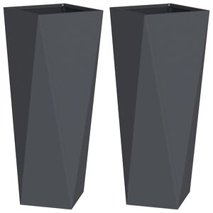 vidaXL Jardinera 2 pcs Antracita 30 x 30 x 75 cm Acero
