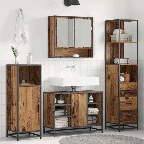 vidaXL Juego de muebles de ba&ntilde;o Madera Vieja 35 x 37,5 x 166 cm