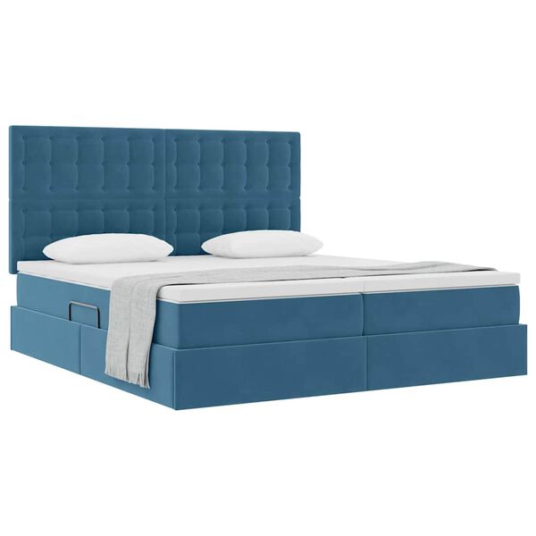 vidaXL Cama con almacenamiento Azul Oscuro 200 x 200 cm Terciopelo
