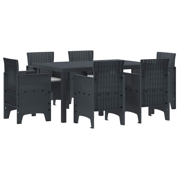 vidaXL Conjunto de Comedor de Jard&iacute;n 7 pcs Antracita Ratan Polt