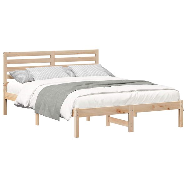 vidaXL Estructura de cama Marr&oacute;n 135 x 190 cm Madera de pino macizo