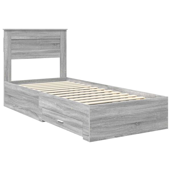 vidaXL Estructura de cama Gris Sonoma 90 x 190 cm Madera de ingenier&iacute;a