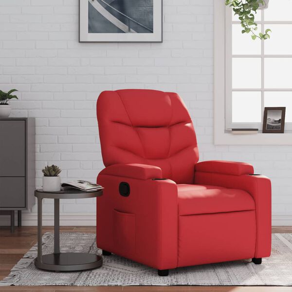 vidaXL Sill&oacute;n reclinable de cuero sint&eacute;tico rojo