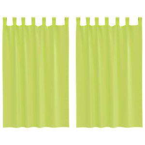 vidaXL Cortinas de gasa con trabillas 2 uds. verde manzana