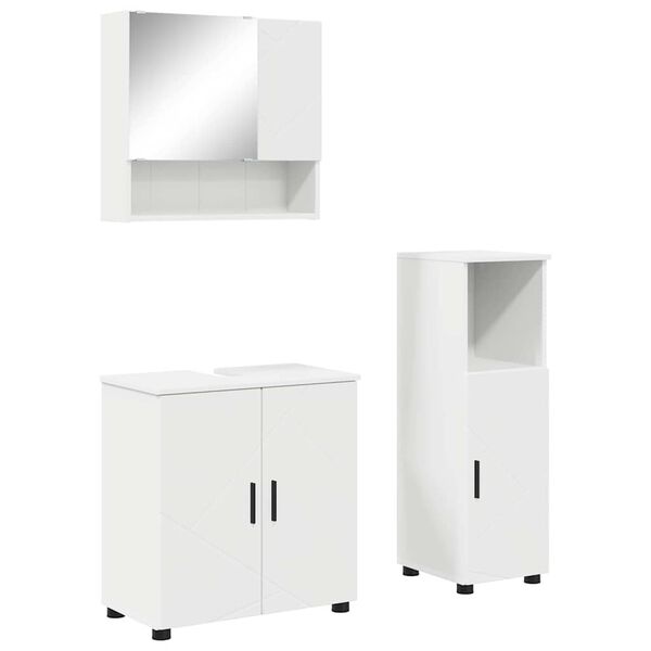 vidaXL Juego de muebles de ba&ntilde;o 3 pcs Madera contrachapada & Metal