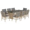 vidaXL Set comedor de jard&iacute;n 9 pzas con cojines rat&aacute;n sint&eacute;tico beige