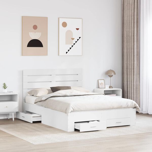 vidaXL Estructura de cama con caj&oacute;n con cabecera Madera contrachapada