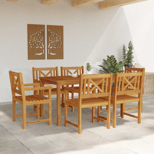 vidaXL Conjunto de Comedor de Jard&iacute;n 7 pcs Marr&oacute;n