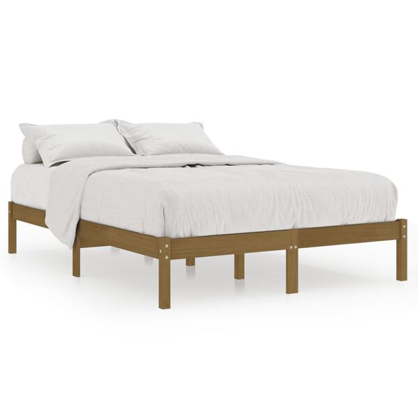 vidaXL Estructura cama sin colch&oacute;n madera maciza marr&oacute;n miel 200x200cm