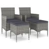 vidaXL Conjunto de silla de jard&iacute;n y taburete 4 piezas rat&aacute;n PE gris