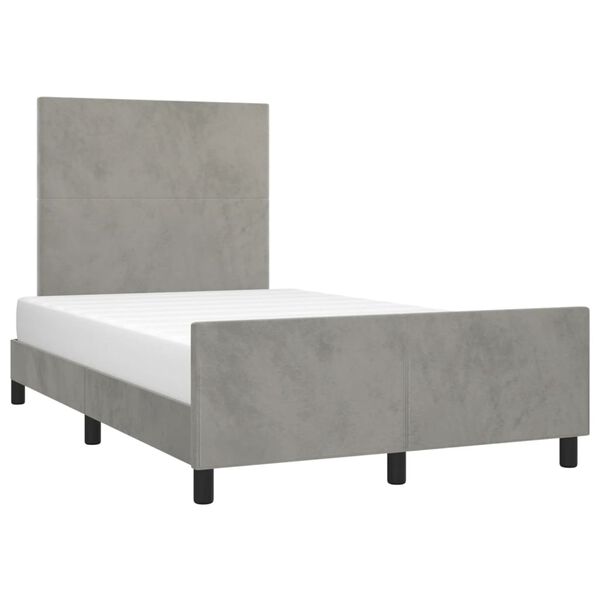 vidaXL Estructura de cama sin colch&oacute;n terciopelo gris claro 120x190 cm