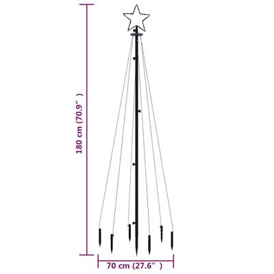 vidaXL Árbol de Navidad con pincho 108 LED blanco cálido 180 cm