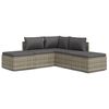 vidaXL Set de muebles de jard&iacute;n 5 pzas y cojines rat&aacute;n sint&eacute;tico gris