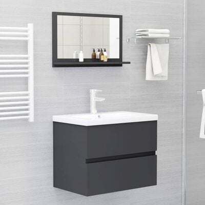 vidaXL Espejo de baño madera contrachapada gris 60x10,5x37 cm